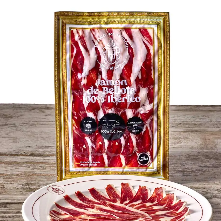 Jamón ibérico 100% bellota loncheado del Museo del Jamón 100g