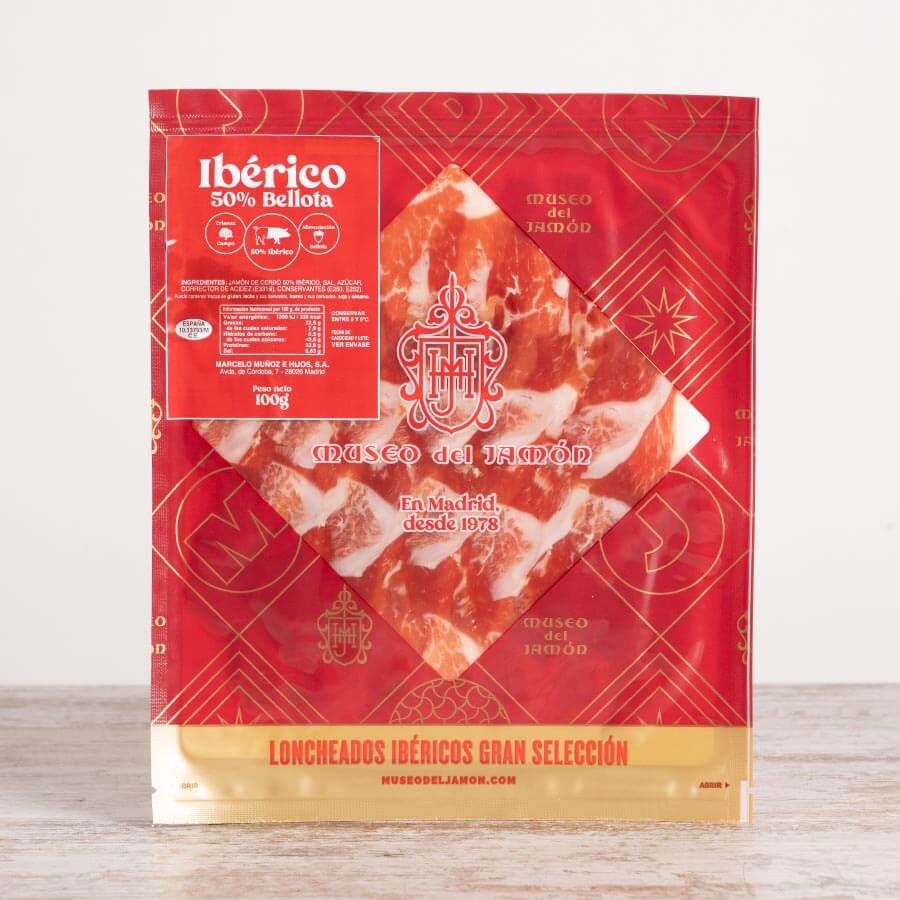 Pack de jamón ibérico de bellota 50% raza ibérica 100g